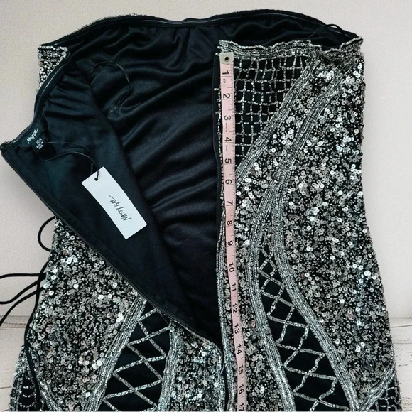 NEW NASTY GAL Bandeau Sequin Lace Up Cut Out Mini Dress Size 8 - Picture 5 of 12